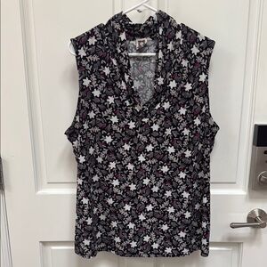 Anne Klein EUC 2X Sleeveless Top with Mandarin Collar